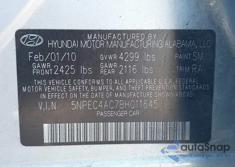 2011 Hyundai Sonata Limited z USA, uszkodzony, nr VIN 5NPEC4AC7BH011645